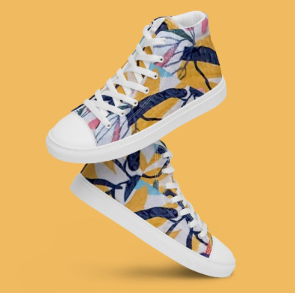 "ABSTRACT - HARVEST GOLD" Women’s High Top Canvas Shoe