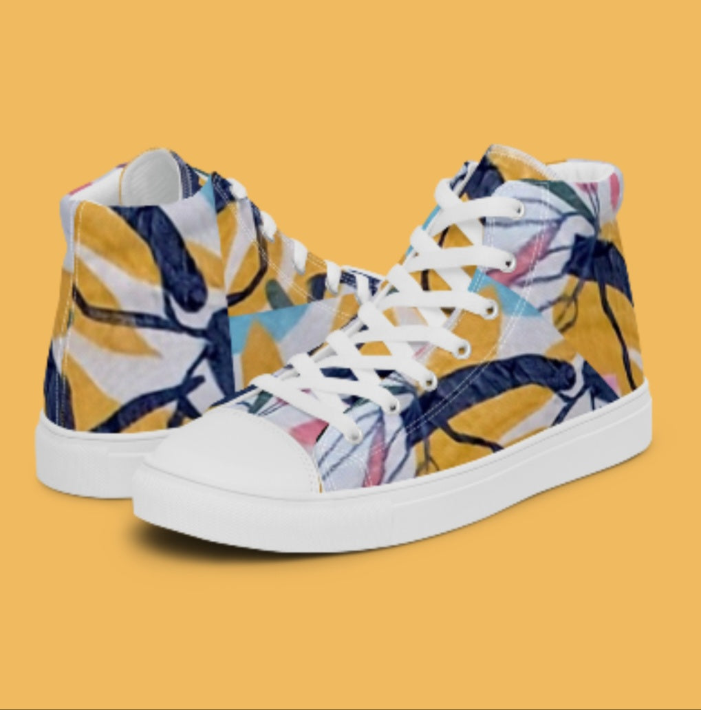 "ABSTRACT - HARVEST GOLD" Women’s High Top Canvas Shoe