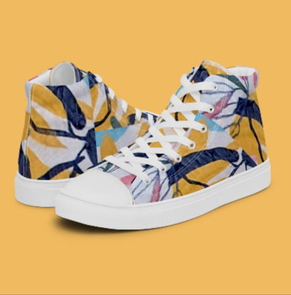 "ABSTRACT - HARVEST GOLD" Women’s High Top Canvas Shoe