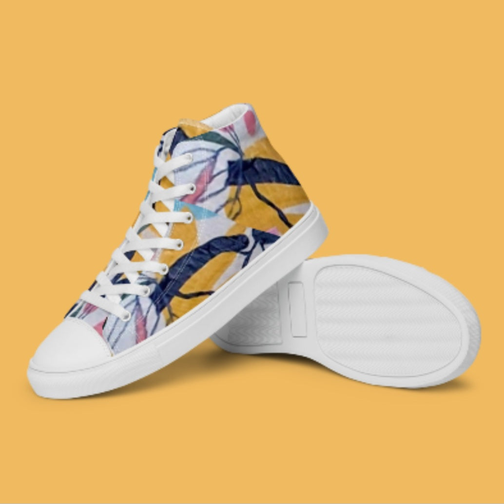 "ABSTRACT - HARVEST GOLD" Women’s High Top Canvas Shoe