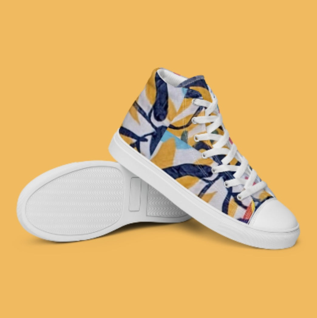 "ABSTRACT - HARVEST GOLD" Women’s High Top Canvas Shoe