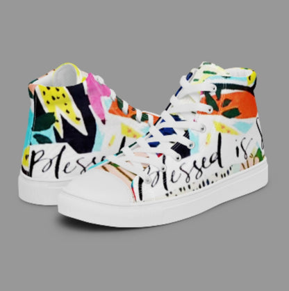 "BLESSED IS SHE" Women’s High Top Canvas Shoe - Version 1