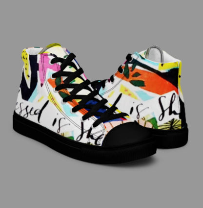 "BLESSED IS SHE" Women’s High Top Canvas Shoe - Version 1