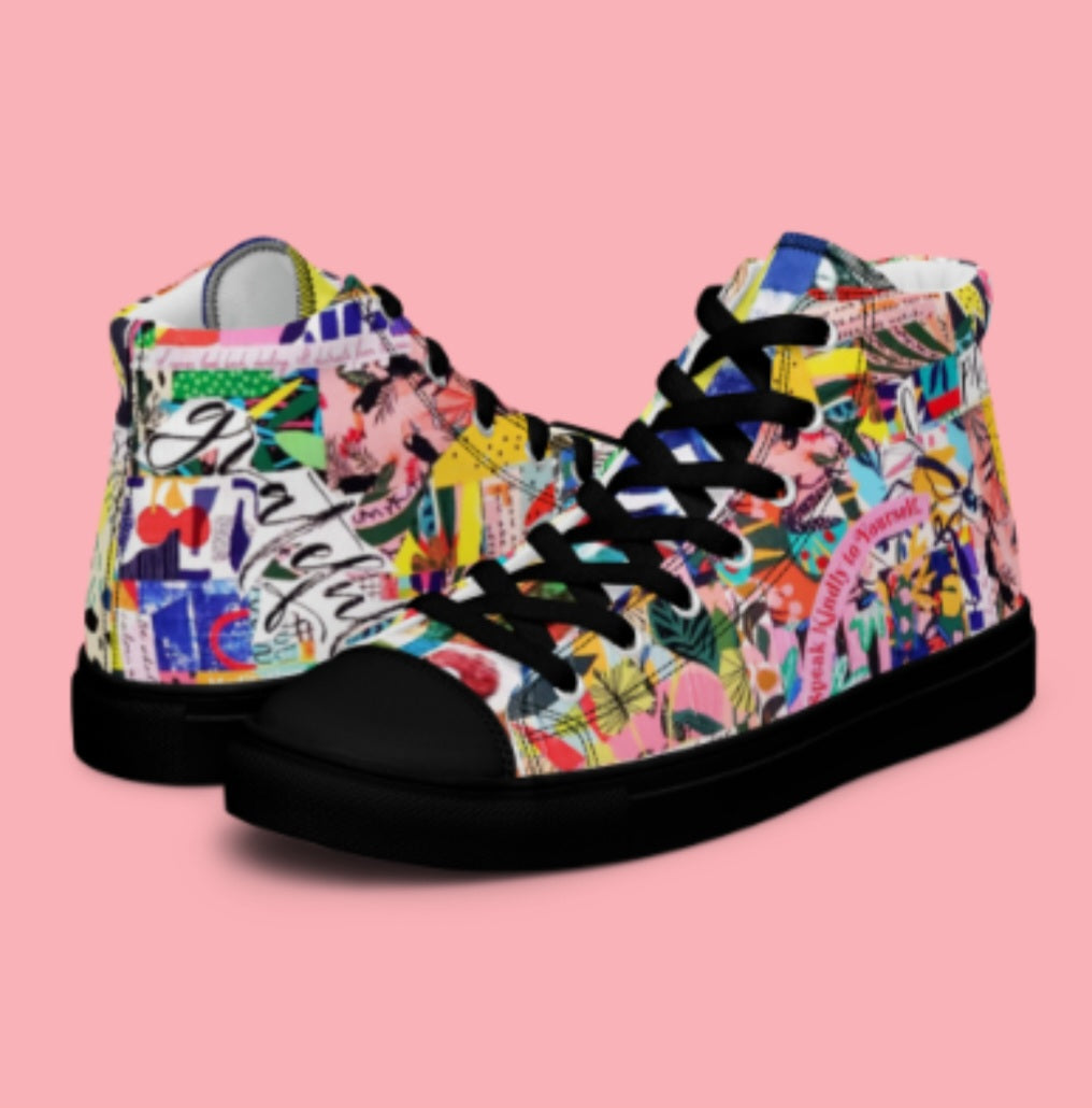 "FULL VISION" Women’s High Top Canvas Shoe -Vision Board Print