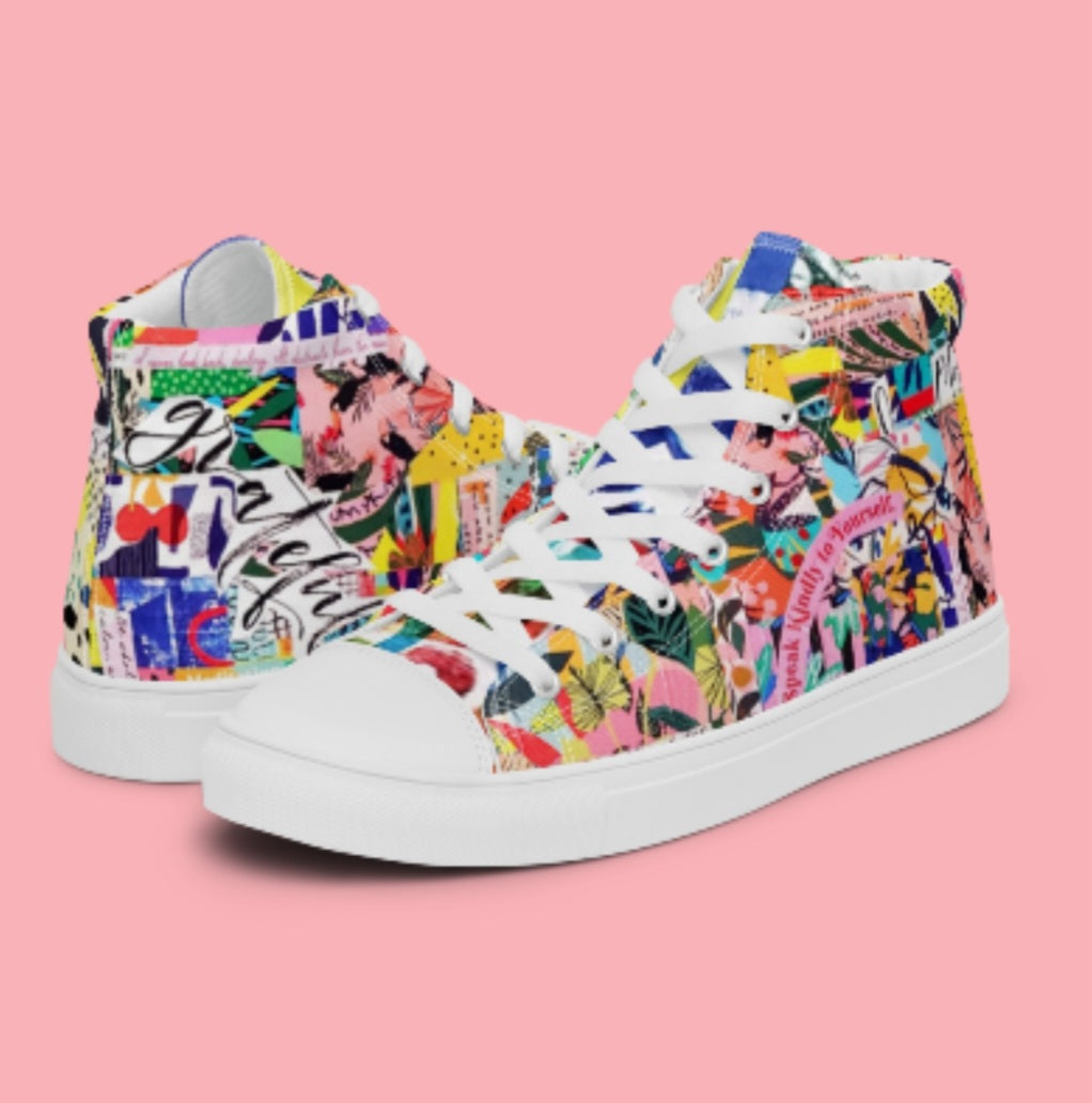 "FULL VISION" Women’s High Top Canvas Shoe -Vision Board Print