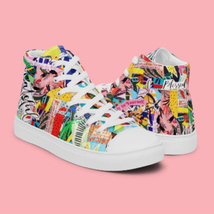 "FULL VISION" Women’s High Top Canvas Shoe -Vision Board Print