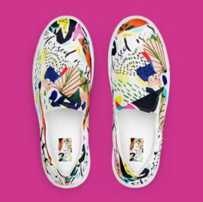 "BLESSED IS SHE" Women’s Slip-On Canvas Shoes - Version 3