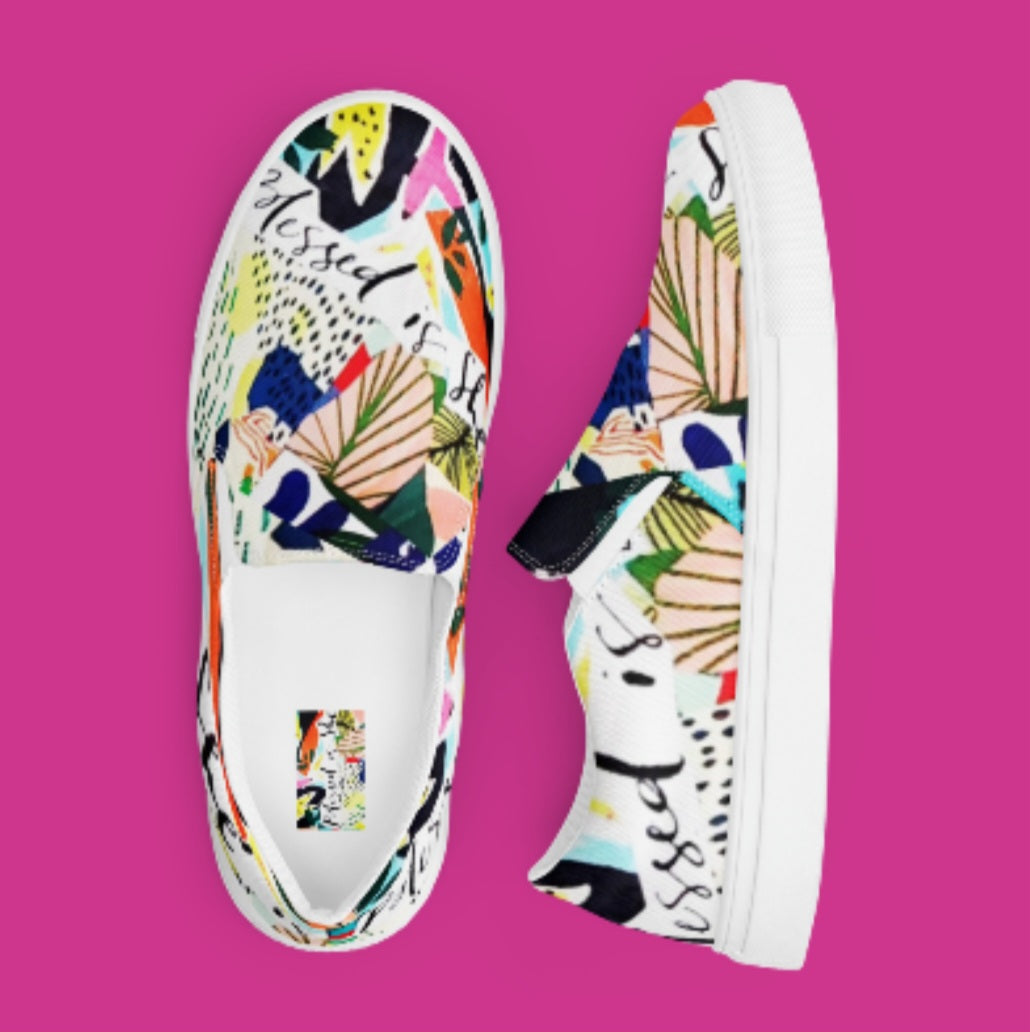 "BLESSED IS SHE" Women’s Slip-On Canvas Shoes - Version 3