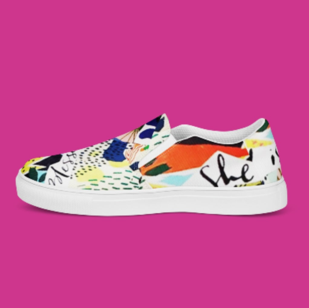 "BLESSED IS SHE" Women’s Slip-On Canvas Shoes - Version 3