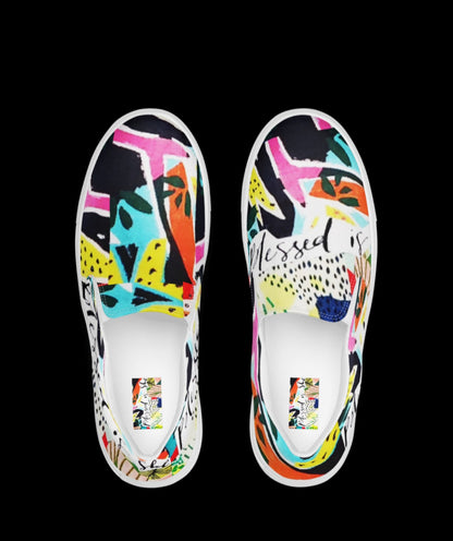 "BLESSED IS SHE" Women’s Slip-On Canvas Shoe - Version 2