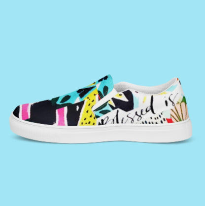 "BLESSED IS SHE" Women’s Slip-On Canvas Shoe - Version 2