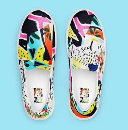 "BLESSED IS SHE" Women’s Slip-On Canvas Shoe - Version 2