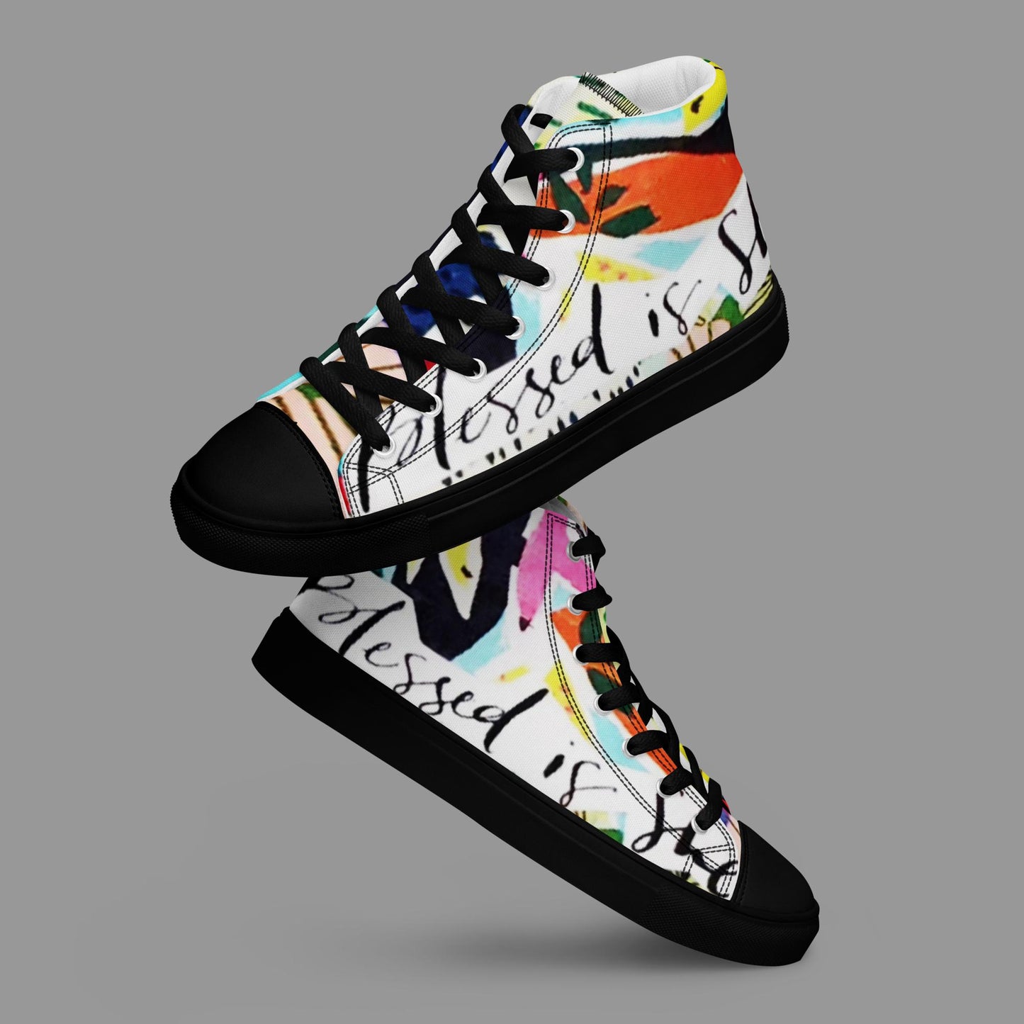 "BLESSED IS SHE" Women’s High Top Canvas Shoe - Version 1