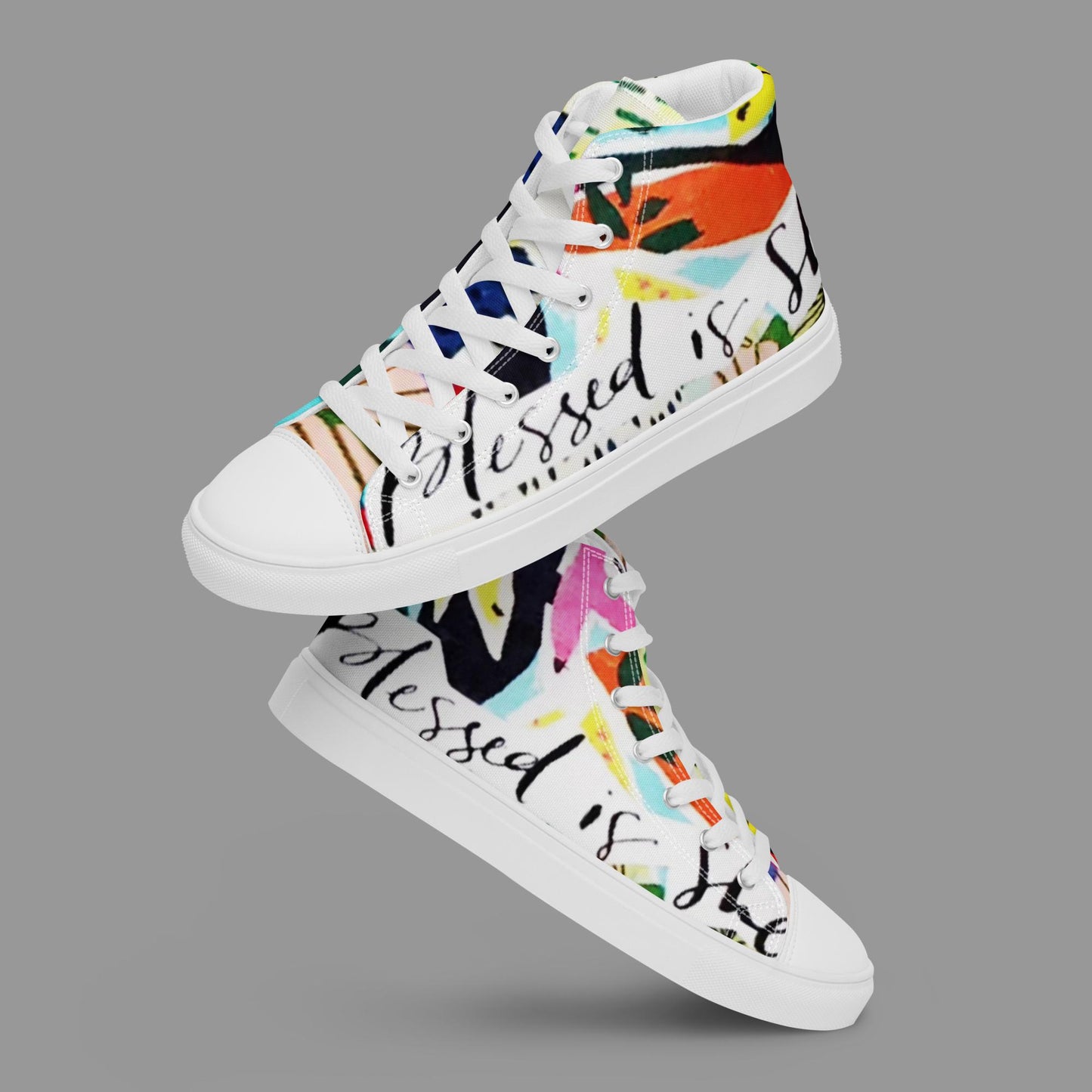 "BLESSED IS SHE" Women’s High Top Canvas Shoe - Version 1