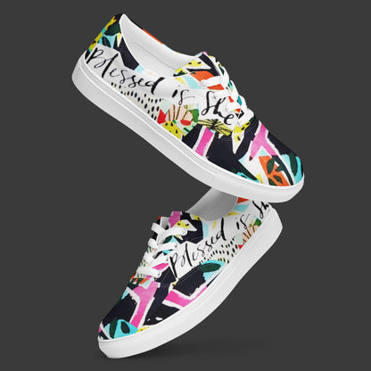 "BLESSED IS SHE" Women’s Lace-Up Canvas Shoe